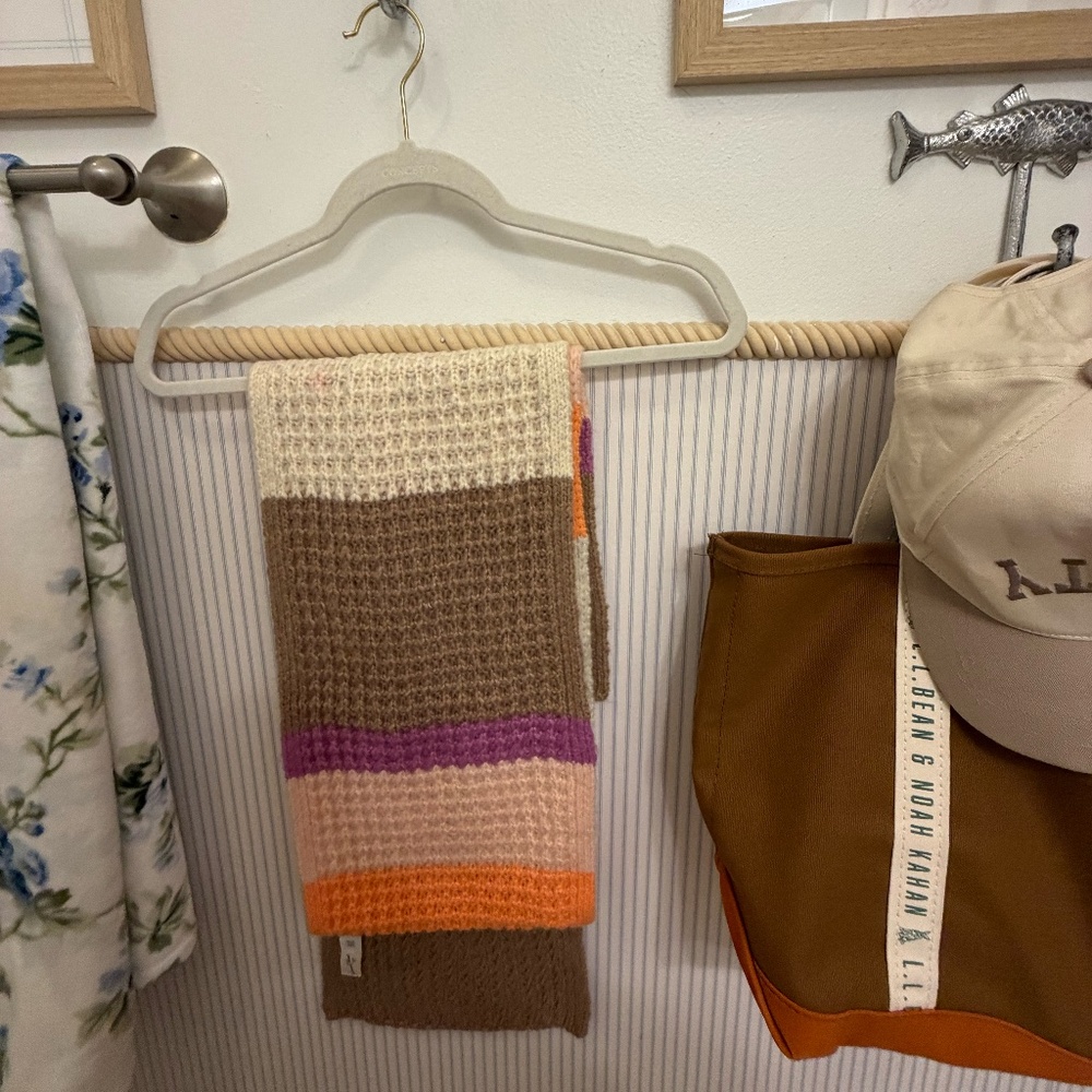 Cozy Striped Knit Scarf – Neutral Fall Colors